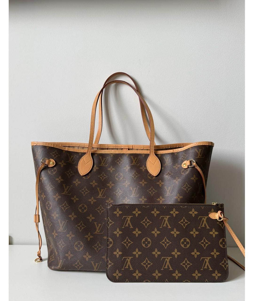 LOUIS VUITTON Коричневая сумка тоут из канвы, фото 9