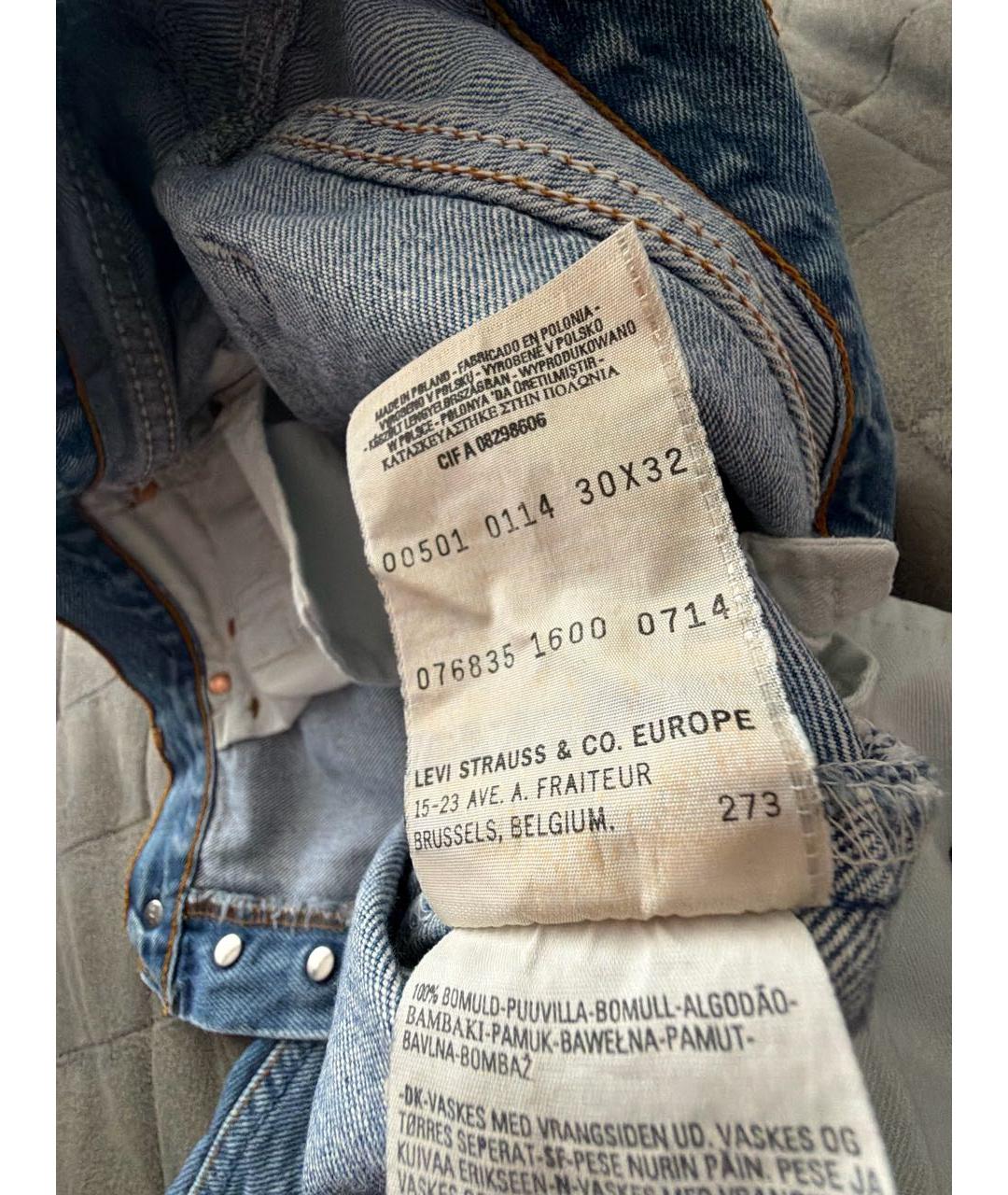 LEVI'S Голубые хлопковые прямые джинсы, фото 4
