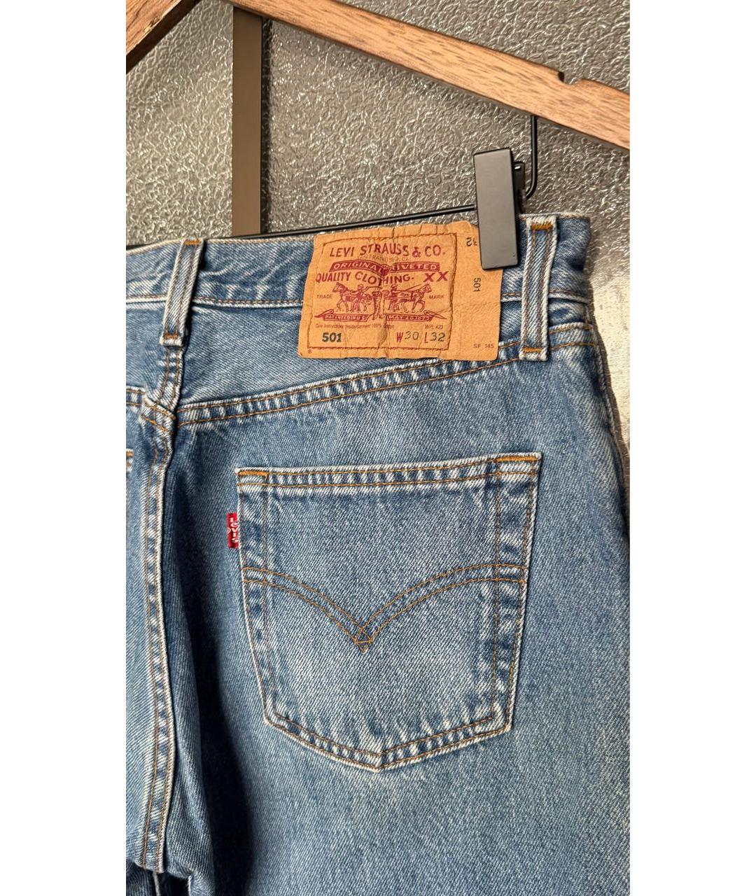 LEVI'S Голубые хлопковые прямые джинсы, фото 3