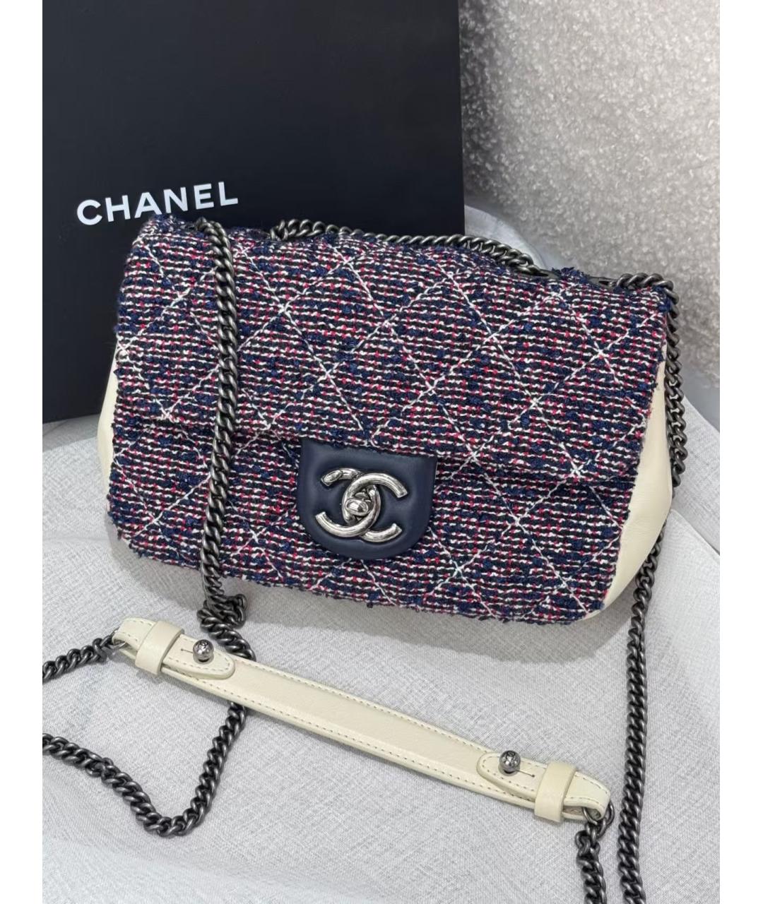 CHANEL Синяя тканевая сумка через плечо, фото 6