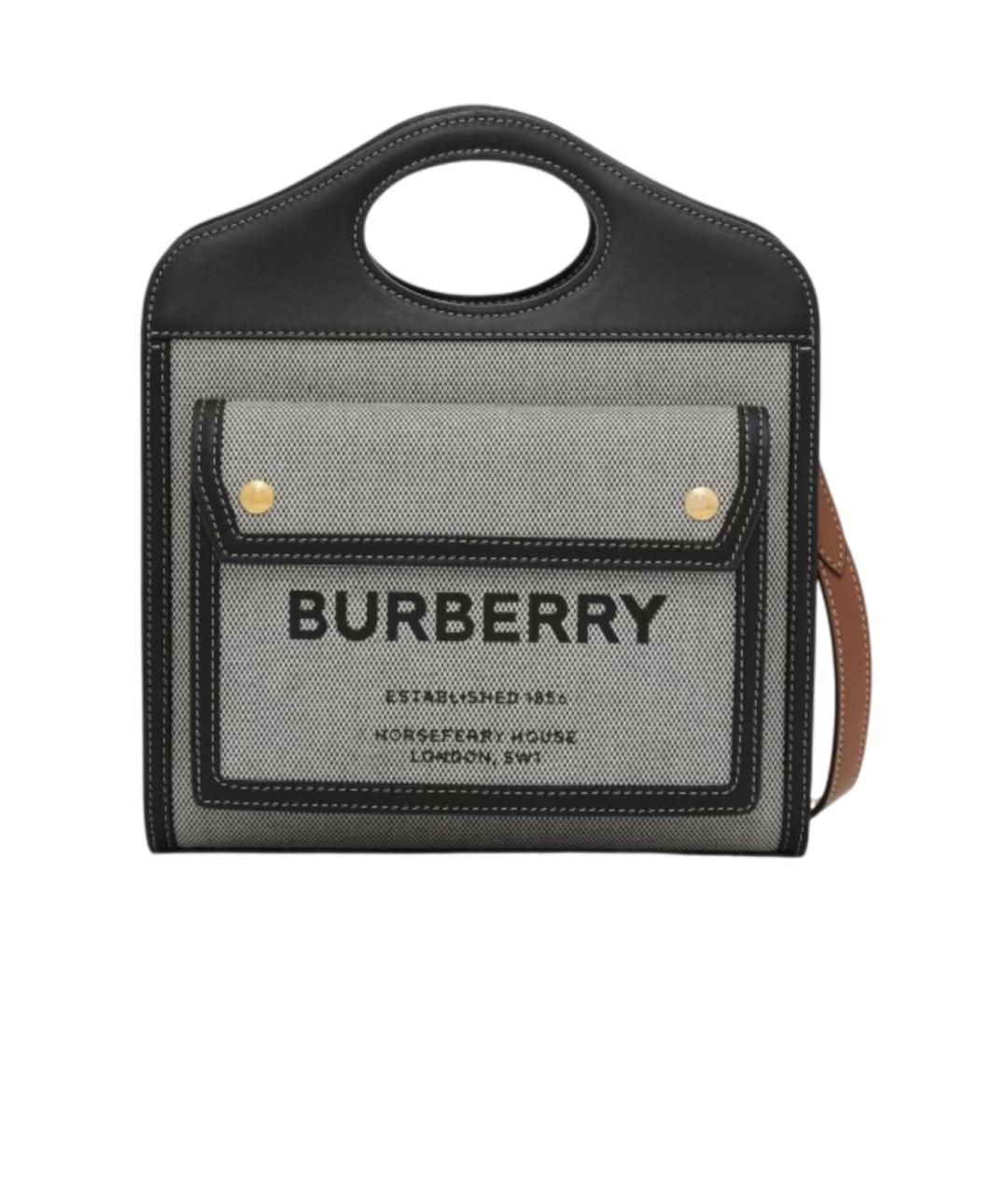 BURBERRY Серая сумка через плечо из канвы, фото 5