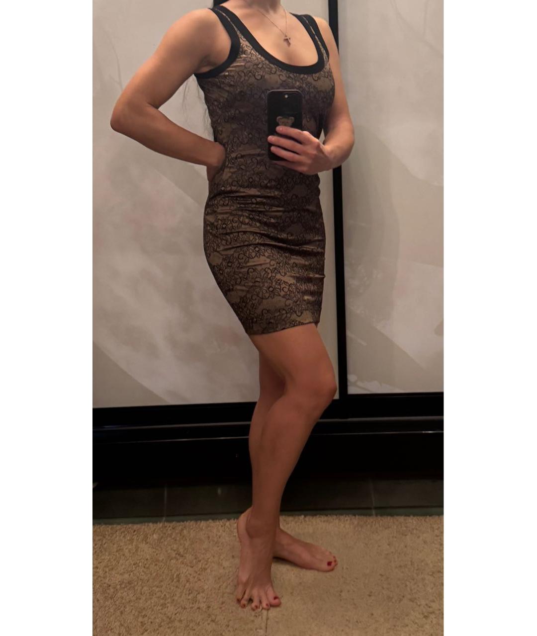 DOLCE&GABBANA Коричневое кружевное коктейльное платье, фото 3