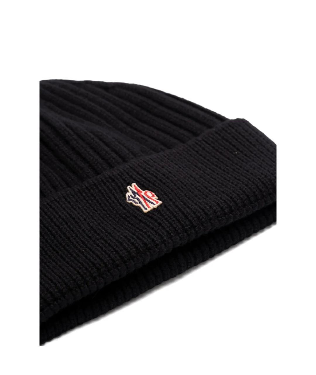 MONCLER GRENOBLE Черная шерстяная шапка, фото 2