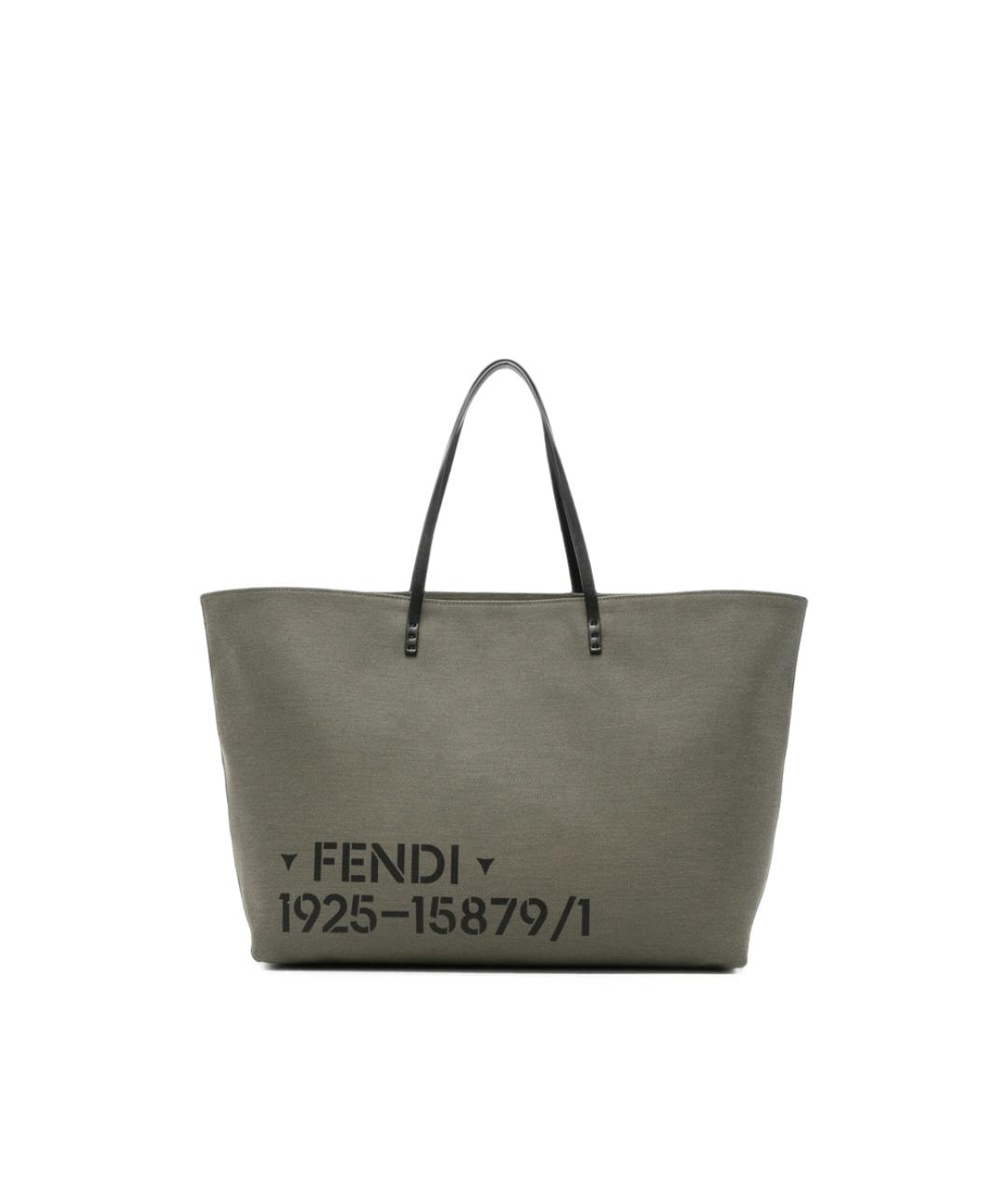 FENDI Серая тканевая сумка тоут, фото 1