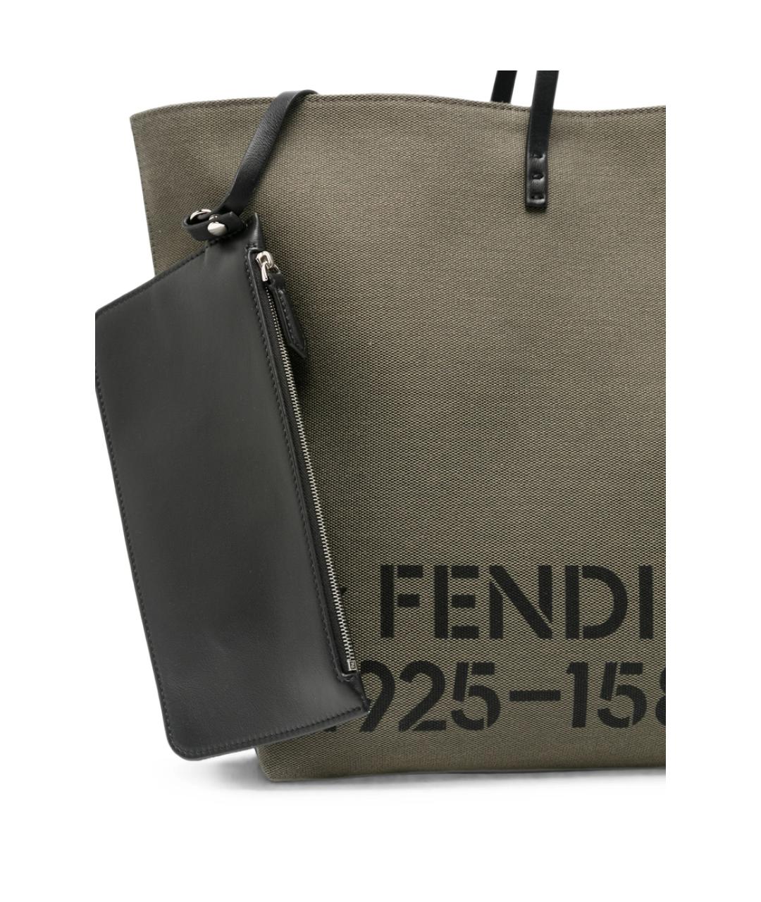 FENDI Серая тканевая сумка тоут, фото 3