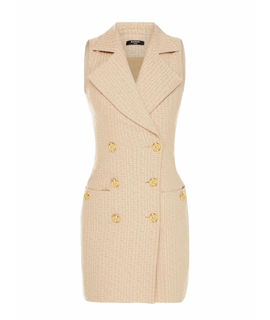 BALMAIN Бежевое хлопковое повседневное платье, фото 1