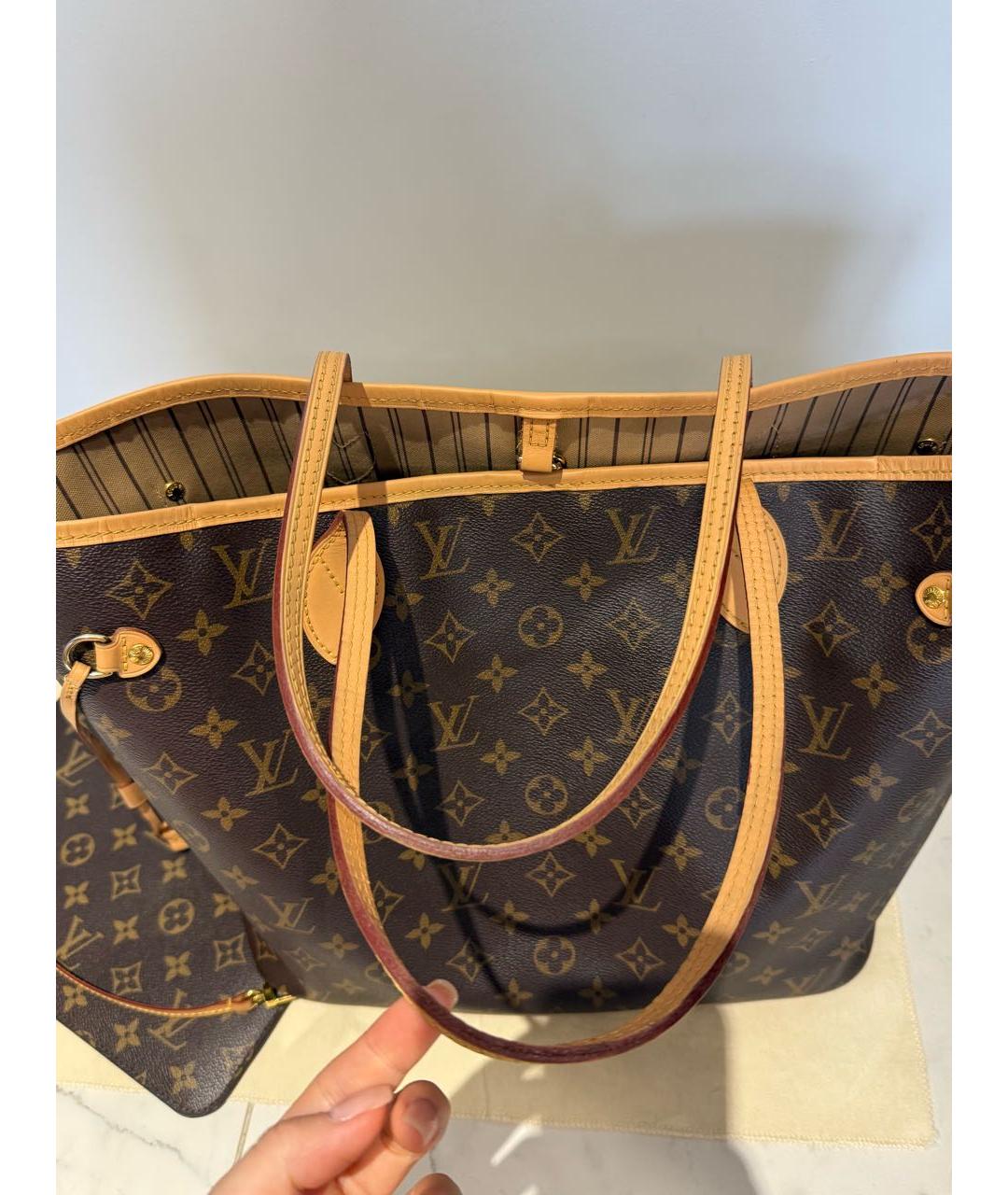 LOUIS VUITTON Коричневая сумка тоут из канвы, фото 5