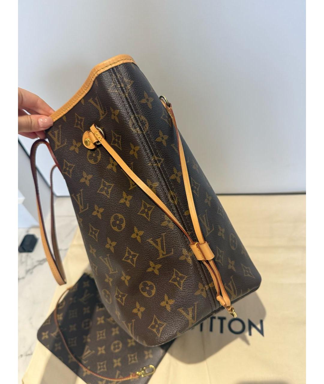 LOUIS VUITTON Коричневая сумка тоут из канвы, фото 3