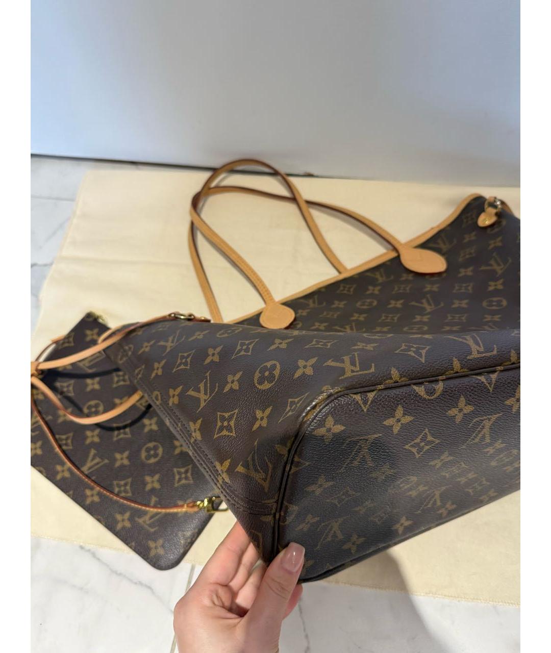 LOUIS VUITTON Коричневая сумка тоут из канвы, фото 7