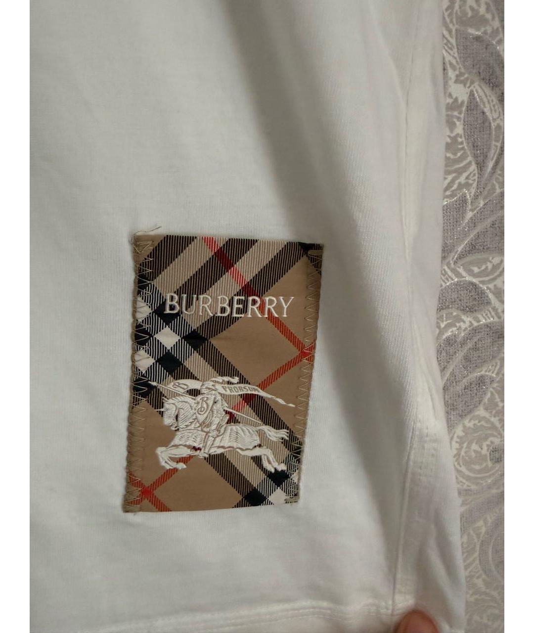 BURBERRY Белая хлопковая футболка, фото 3
