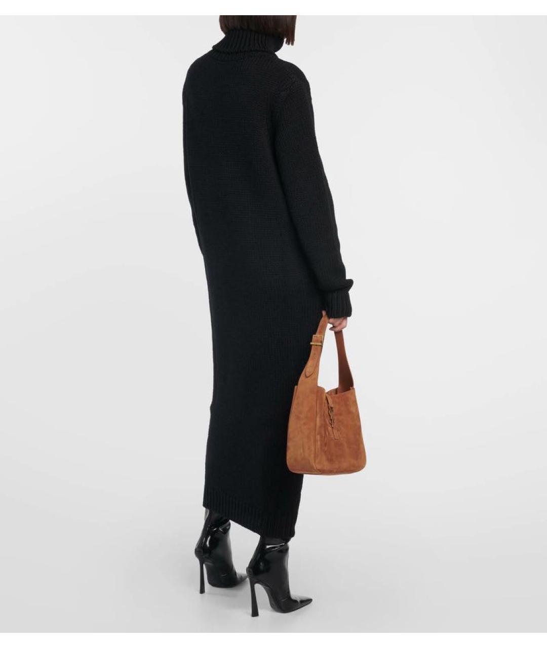 SAINT LAURENT Черное шерстяное повседневное платье, фото 4