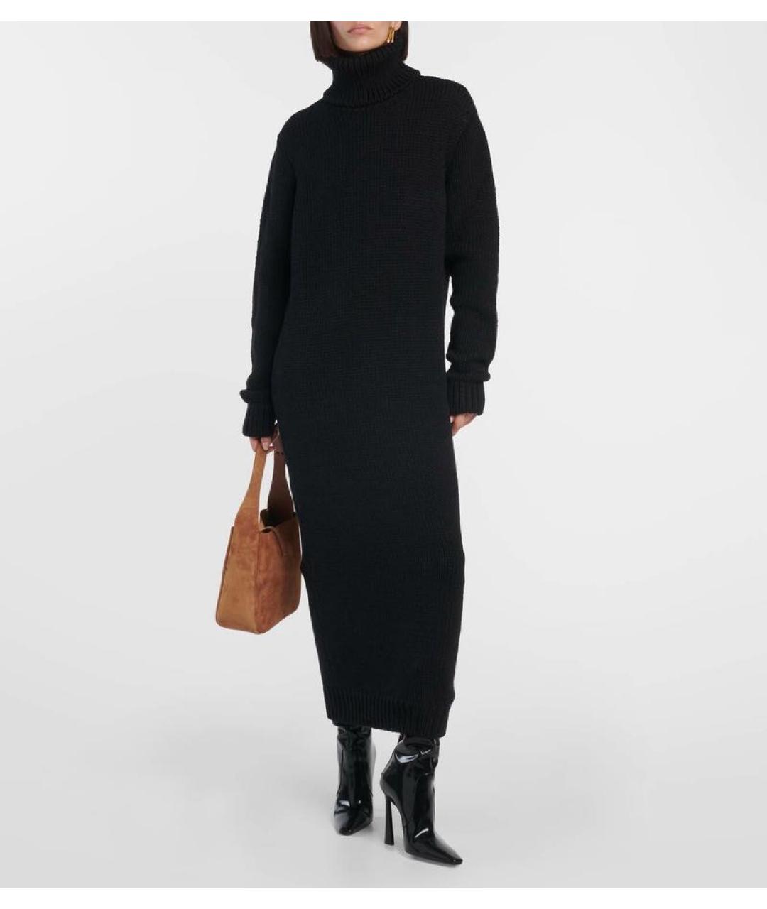 SAINT LAURENT Черное шерстяное повседневное платье, фото 3