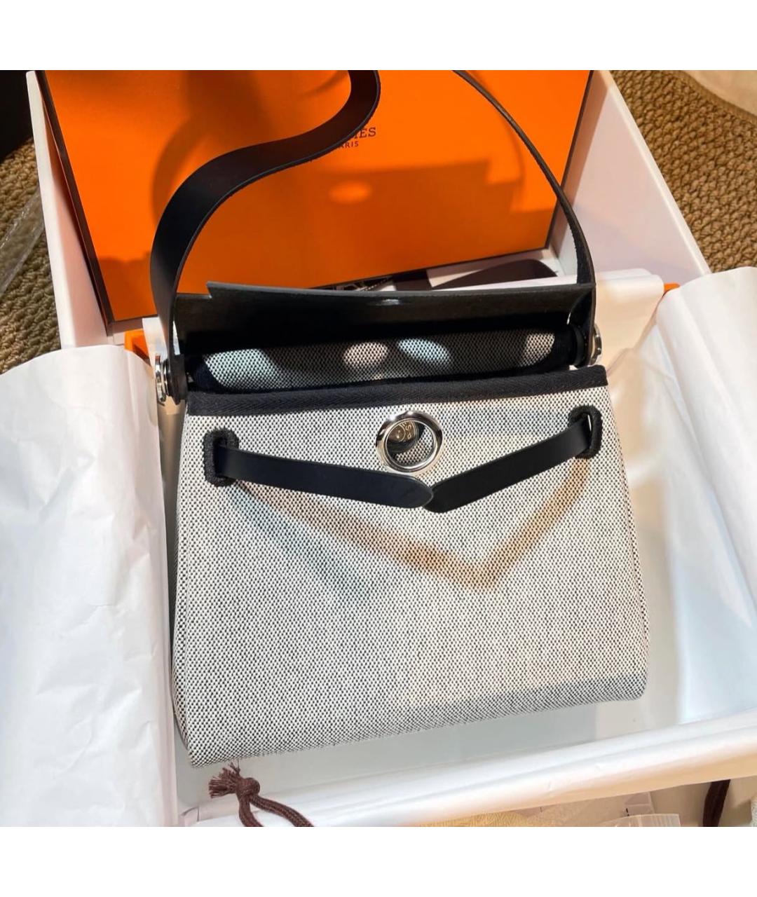 HERMES Серая сумка через плечо из канвы, фото 5