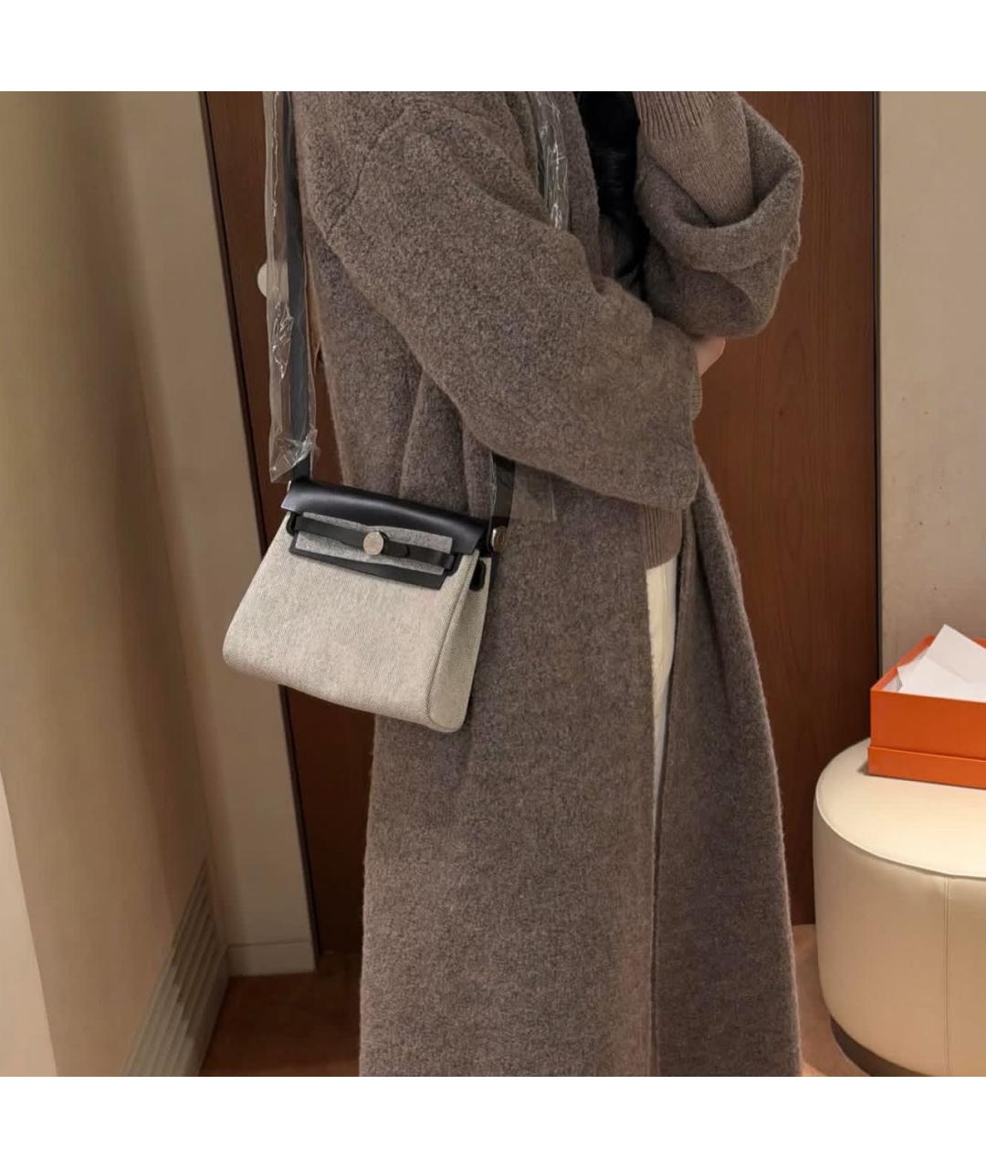 HERMES Серая сумка через плечо из канвы, фото 8