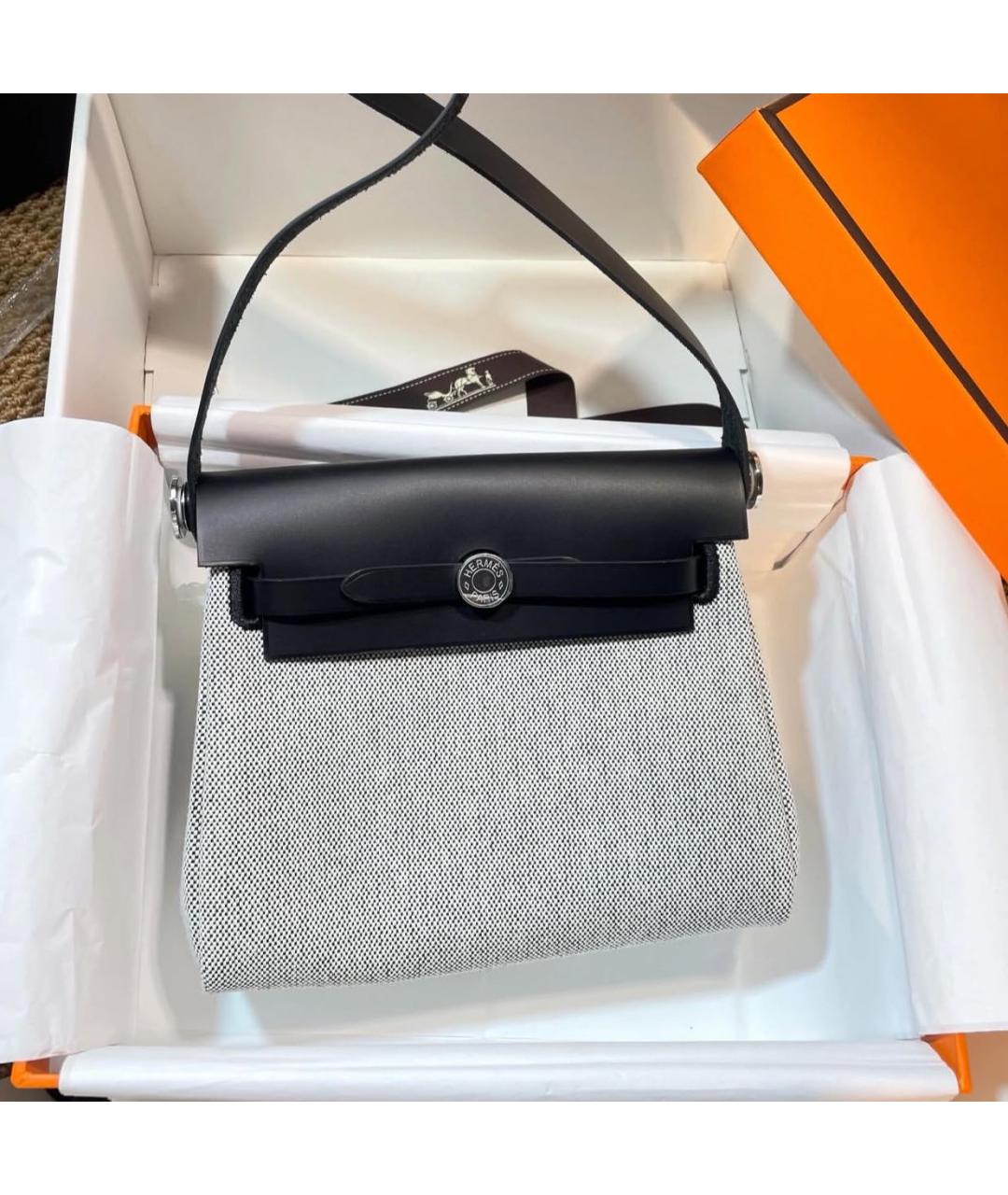 HERMES Серая сумка через плечо из канвы, фото 4