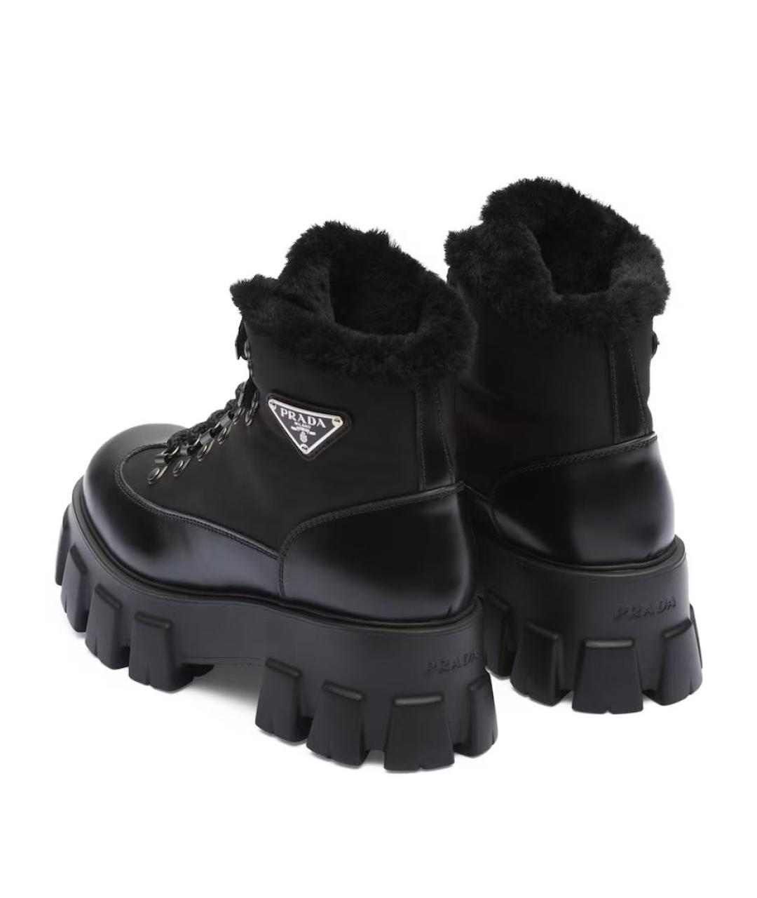 PRADA Черные кожаные ботинки, фото 4