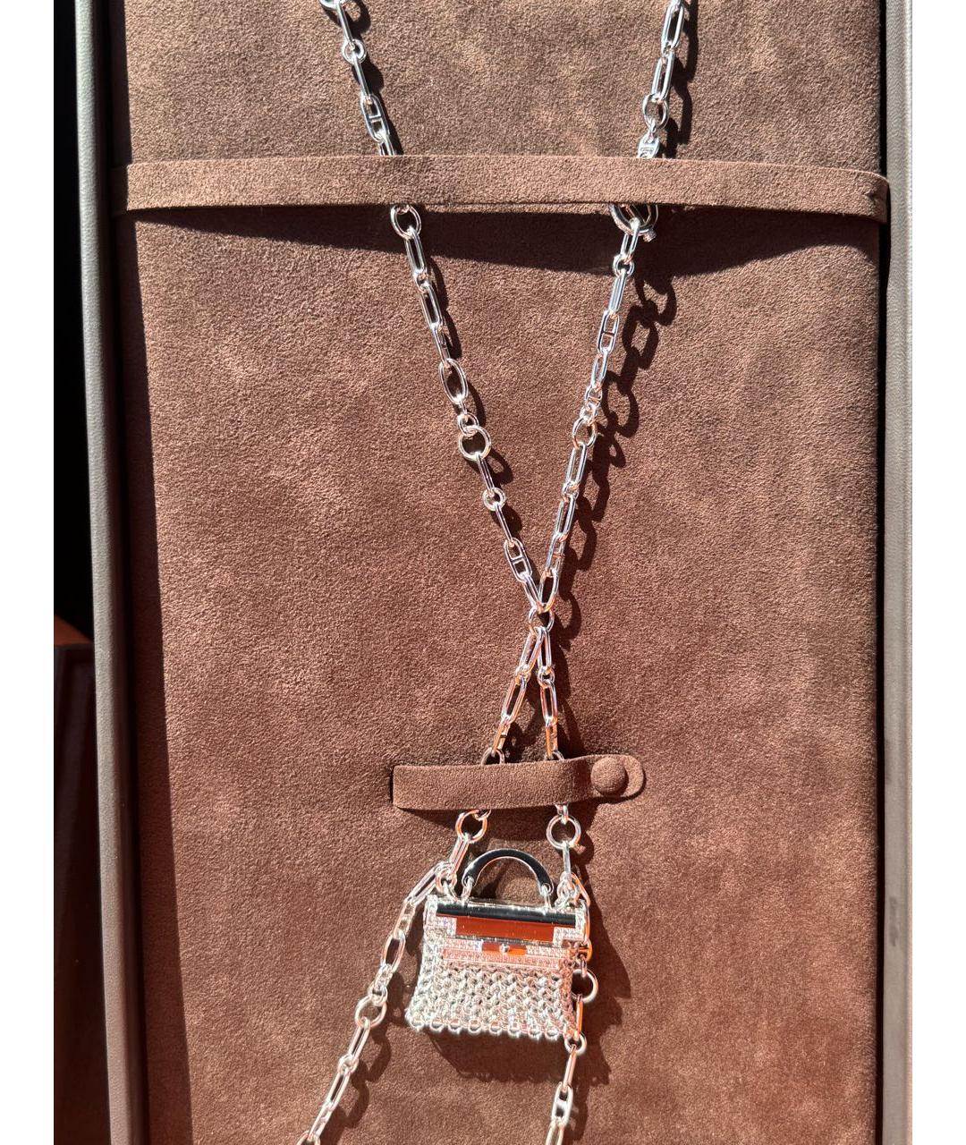HERMES Серебряное колье из белого золота, фото 4