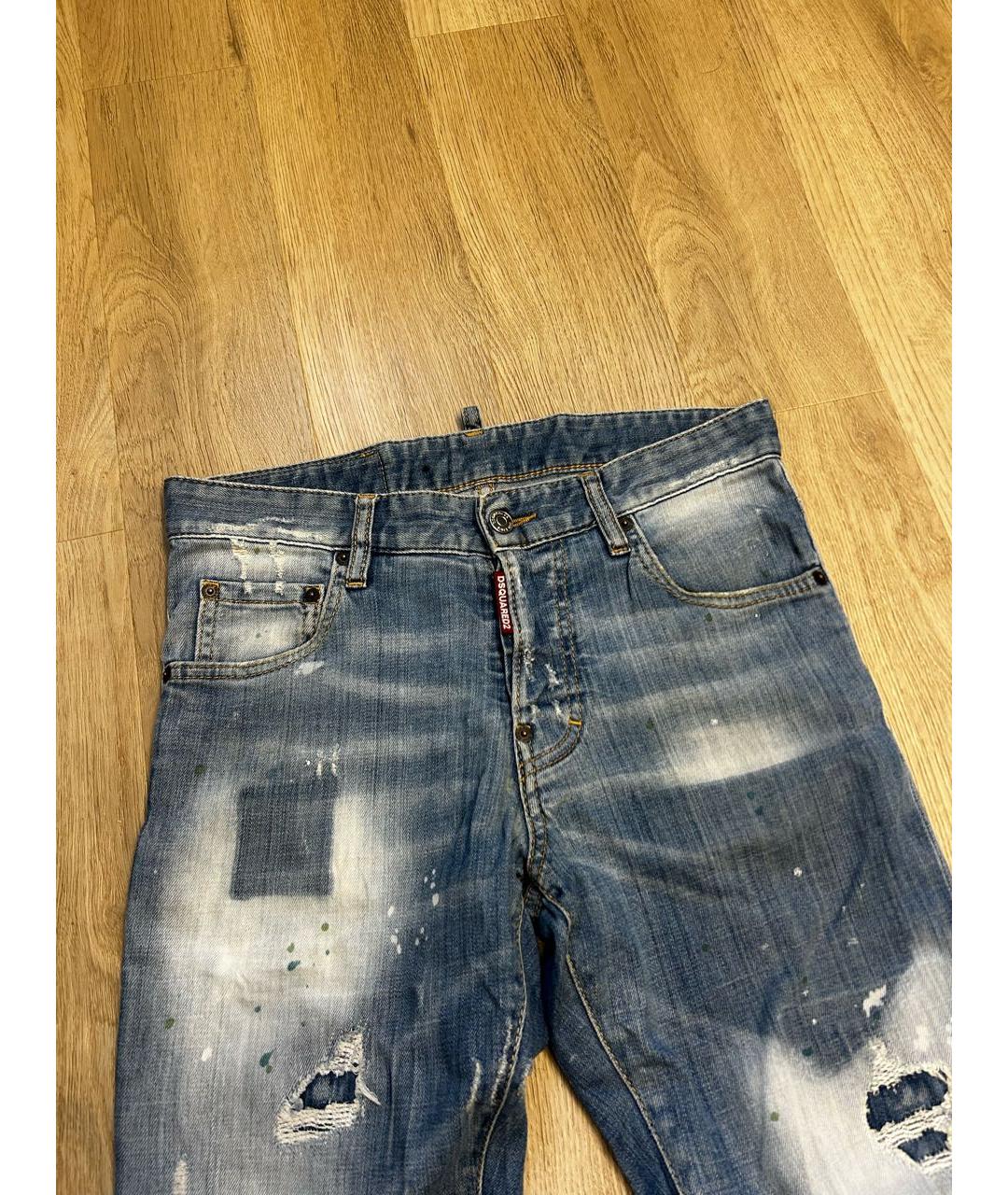 DSQUARED2 Синие хлопко-полиэстеровые джинсы скинни, фото 3