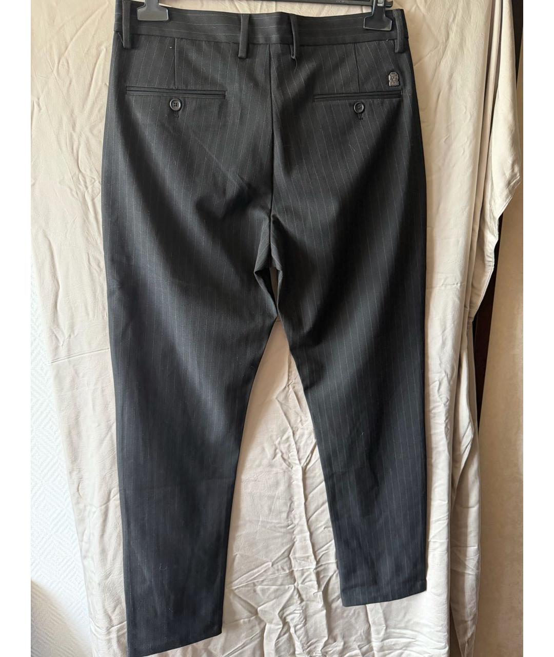 BRUNELLO CUCINELLI Черные хлопковые классические брюки, фото 2