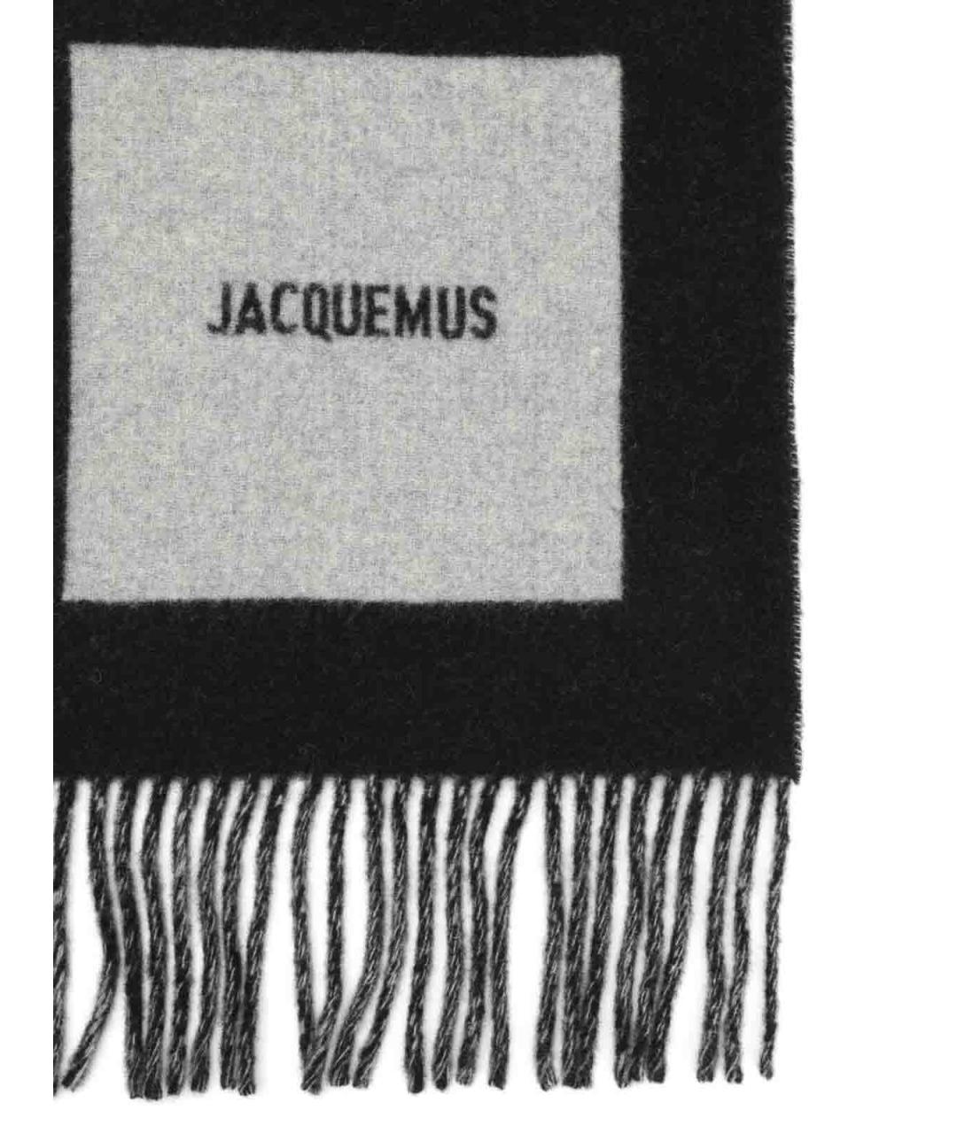 JACQUEMUS Черный шерстяной шарф, фото 2