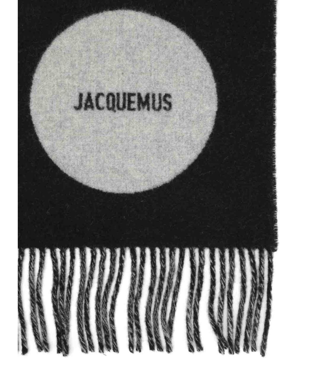 JACQUEMUS Черный шерстяной шарф, фото 3