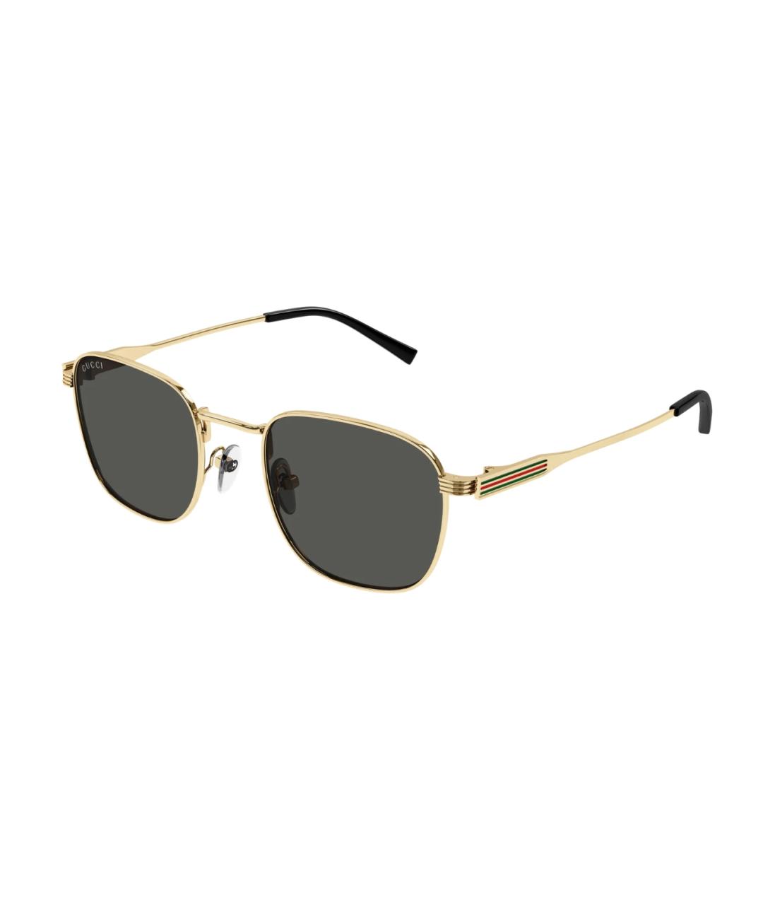 GUCCI Золотые металлические солнцезащитные очки, фото 1