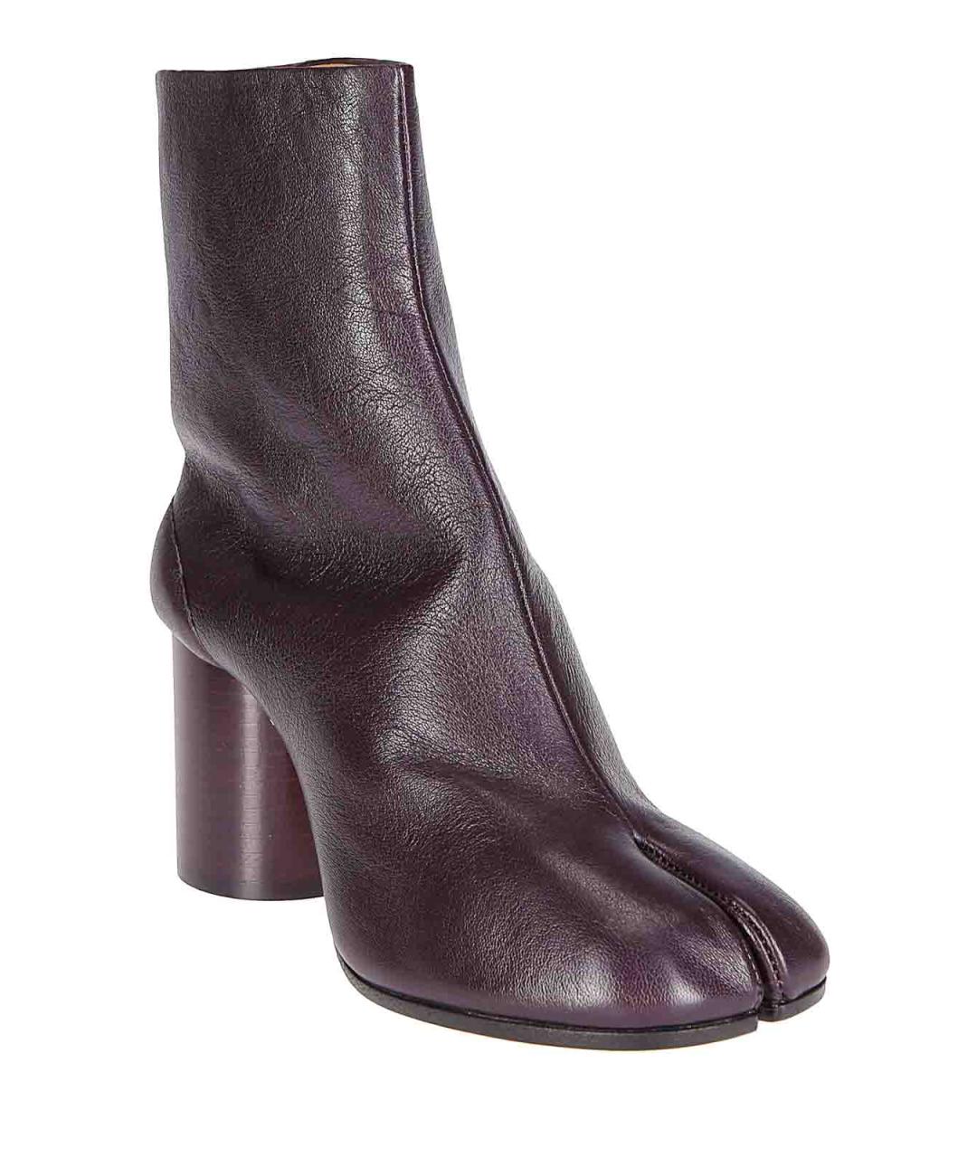 MAISON MARGIELA Бордовые кожаные ботильоны, фото 2