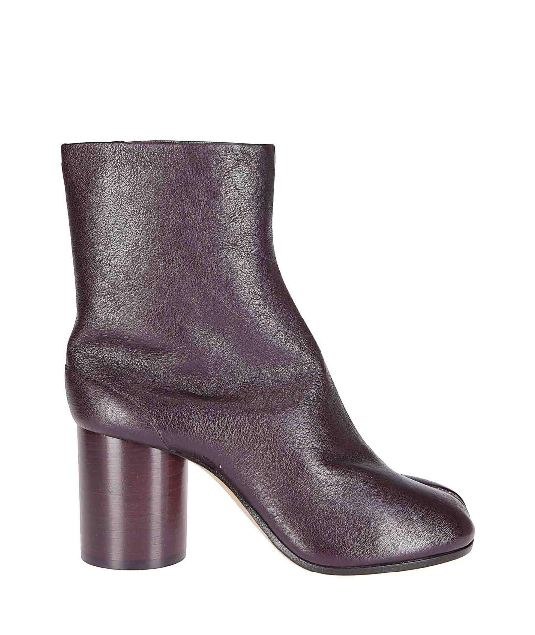 MAISON MARGIELA Бордовые кожаные ботильоны, фото 1