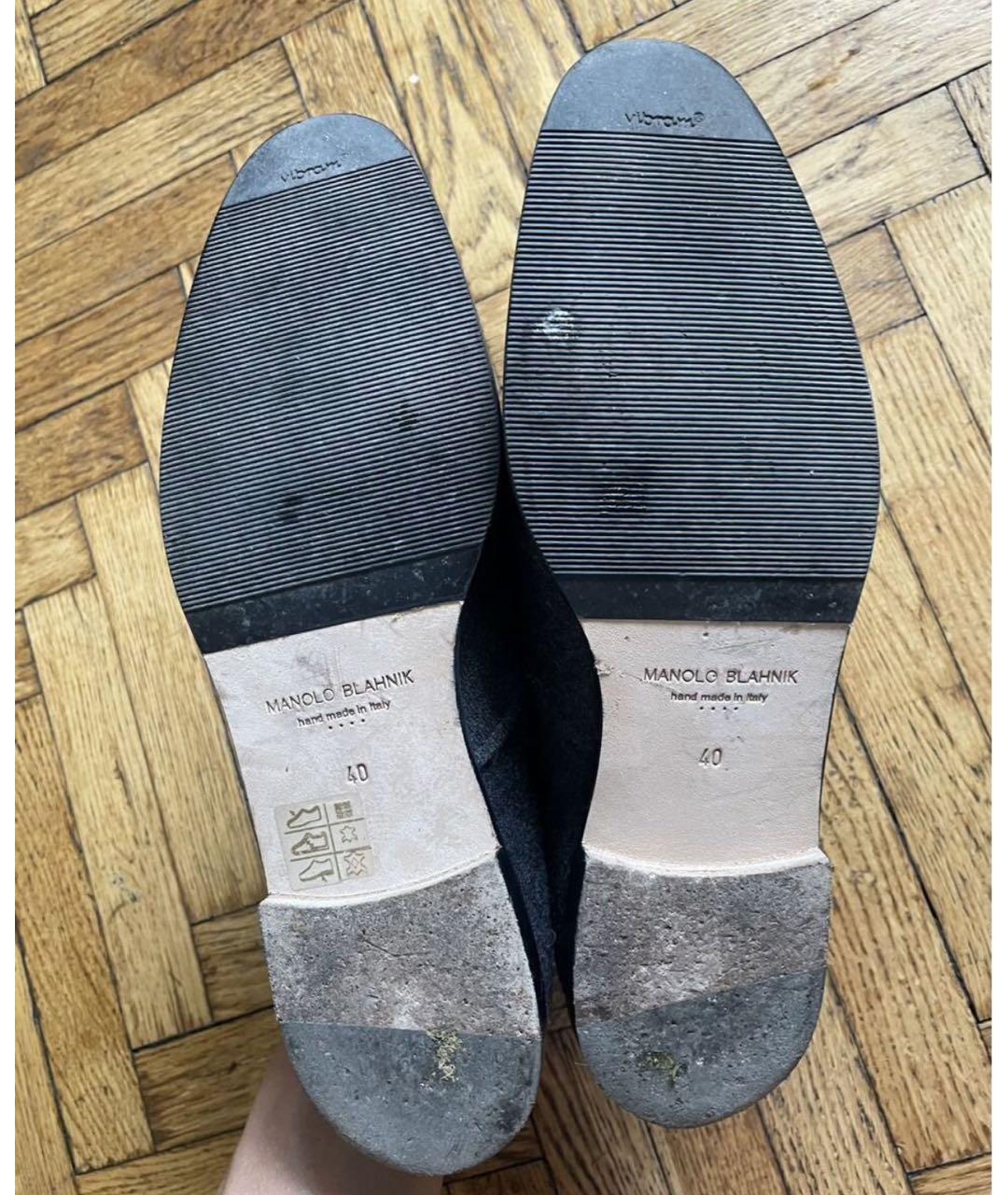 MANOLO BLAHNIK Антрацитовые кожаные брогги и оксфорды, фото 6