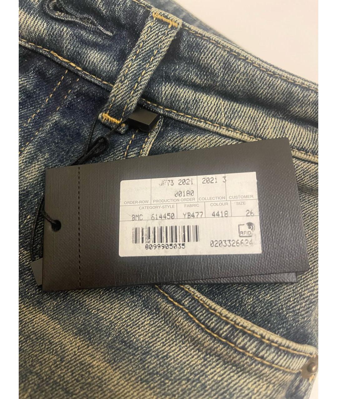 SAINT LAURENT Синие хлопко-эластановые джинсы слим, фото 6