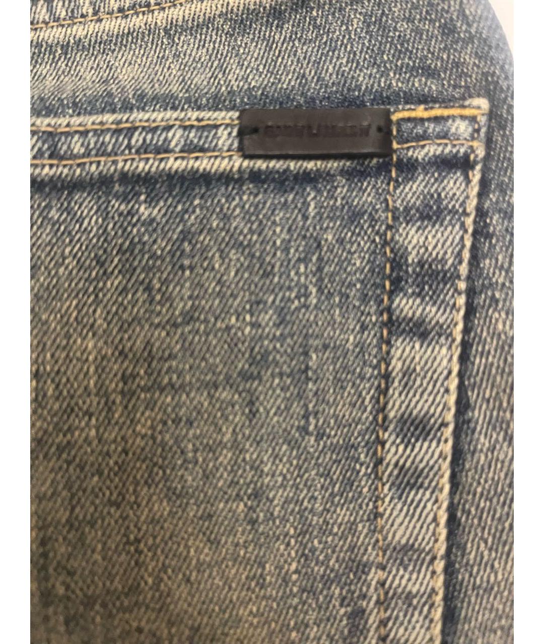SAINT LAURENT Синие хлопко-эластановые джинсы слим, фото 4