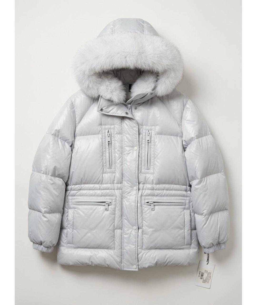YVES SALOMON Голубой нейлоновый пуховик, фото 4