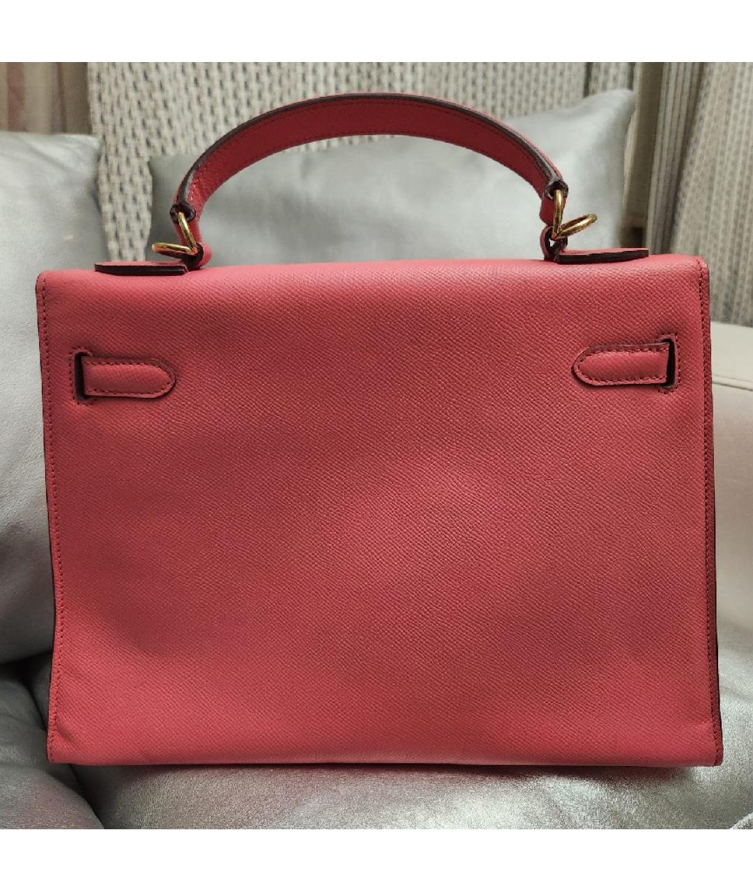 HERMES Розовая кожаная сумка с короткими ручками, фото 2