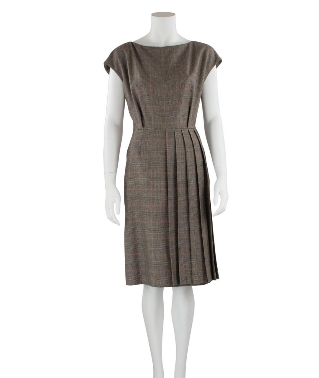 CHRISTIAN DIOR Серое шерстяное повседневное платье, фото 4