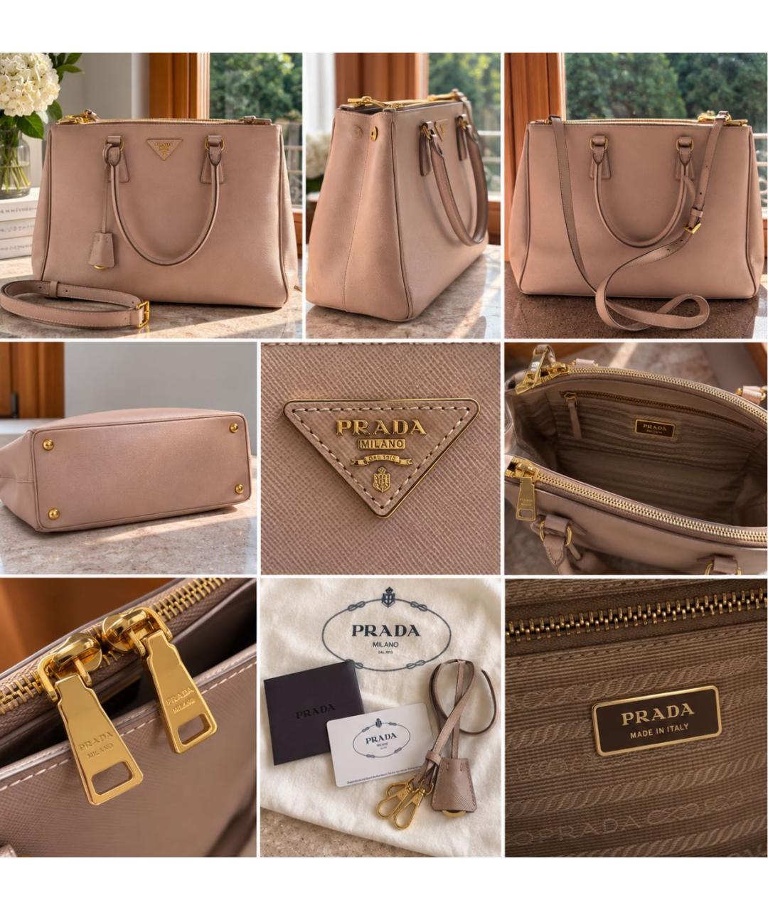PRADA Розовая кожаная сумка с короткими ручками, фото 4