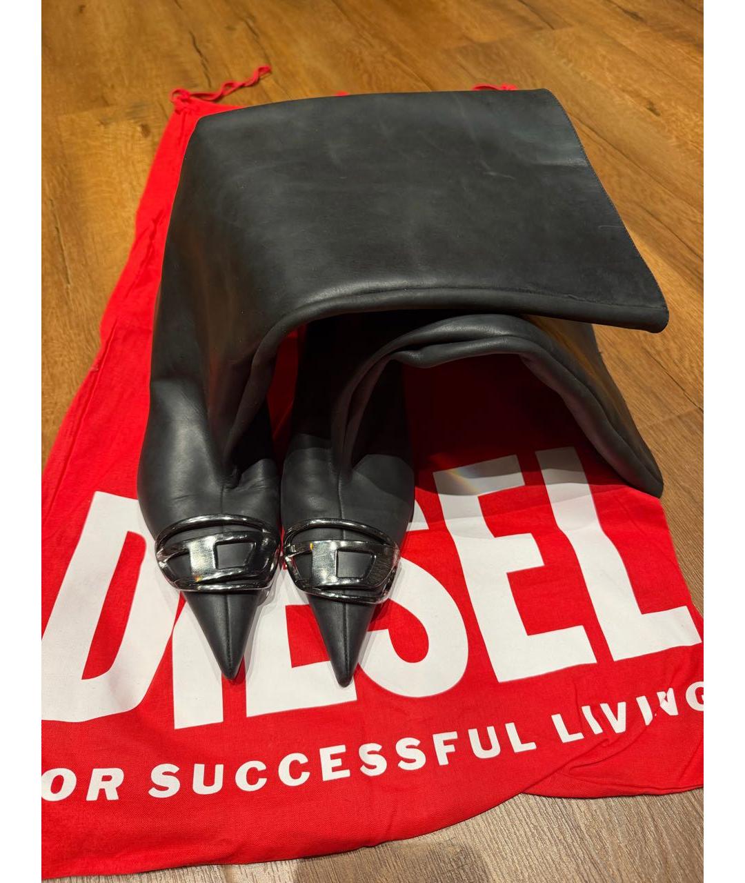 DIESEL Черные кожаные сапоги, фото 6