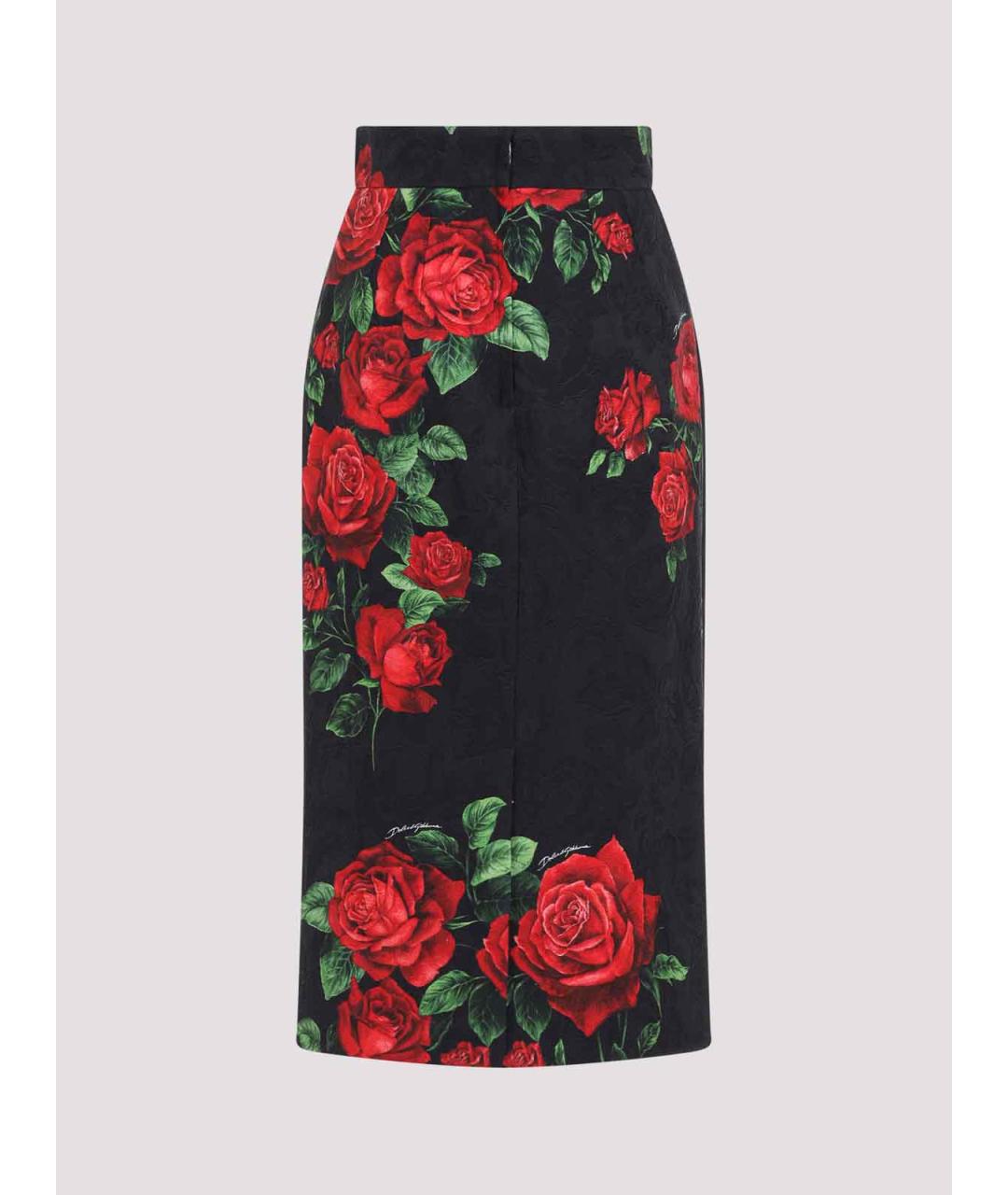 DOLCE&GABBANA Черная хлопковая юбка миди, фото 2