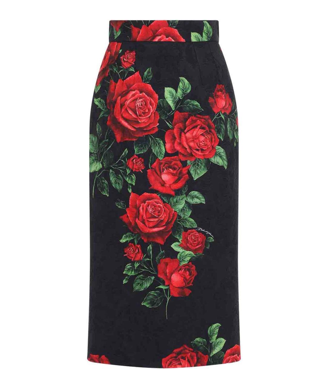 DOLCE&GABBANA Черная хлопковая юбка миди, фото 1