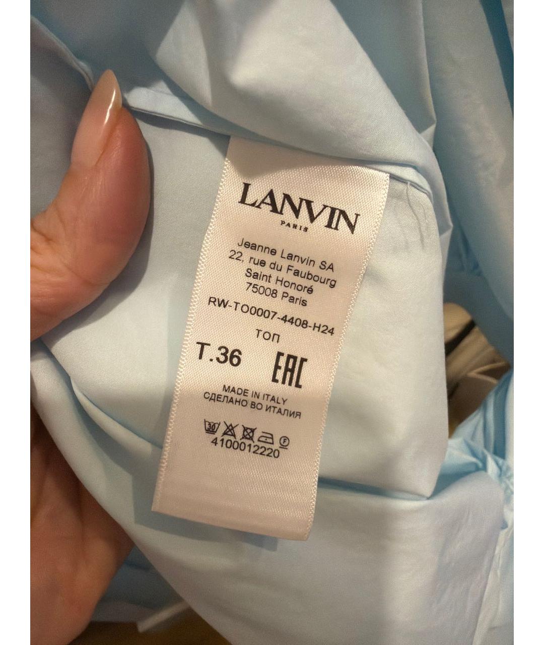 LANVIN Бирюзовая хлопковая блузы, фото 4