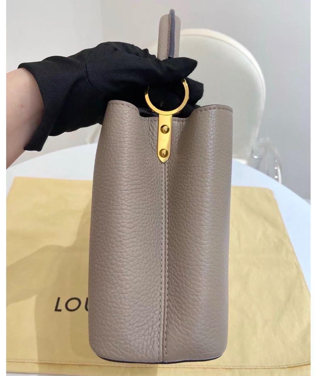 LOUIS VUITTON Бежевая кожаная сумка через плечо, фото 4