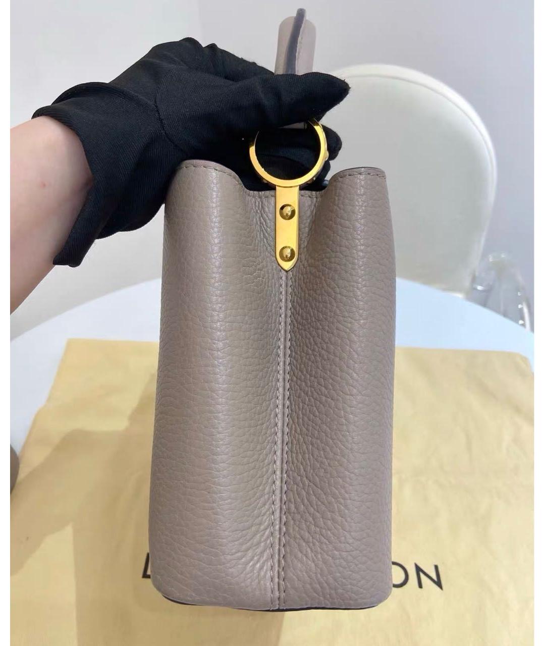 LOUIS VUITTON Бежевая кожаная сумка через плечо, фото 3