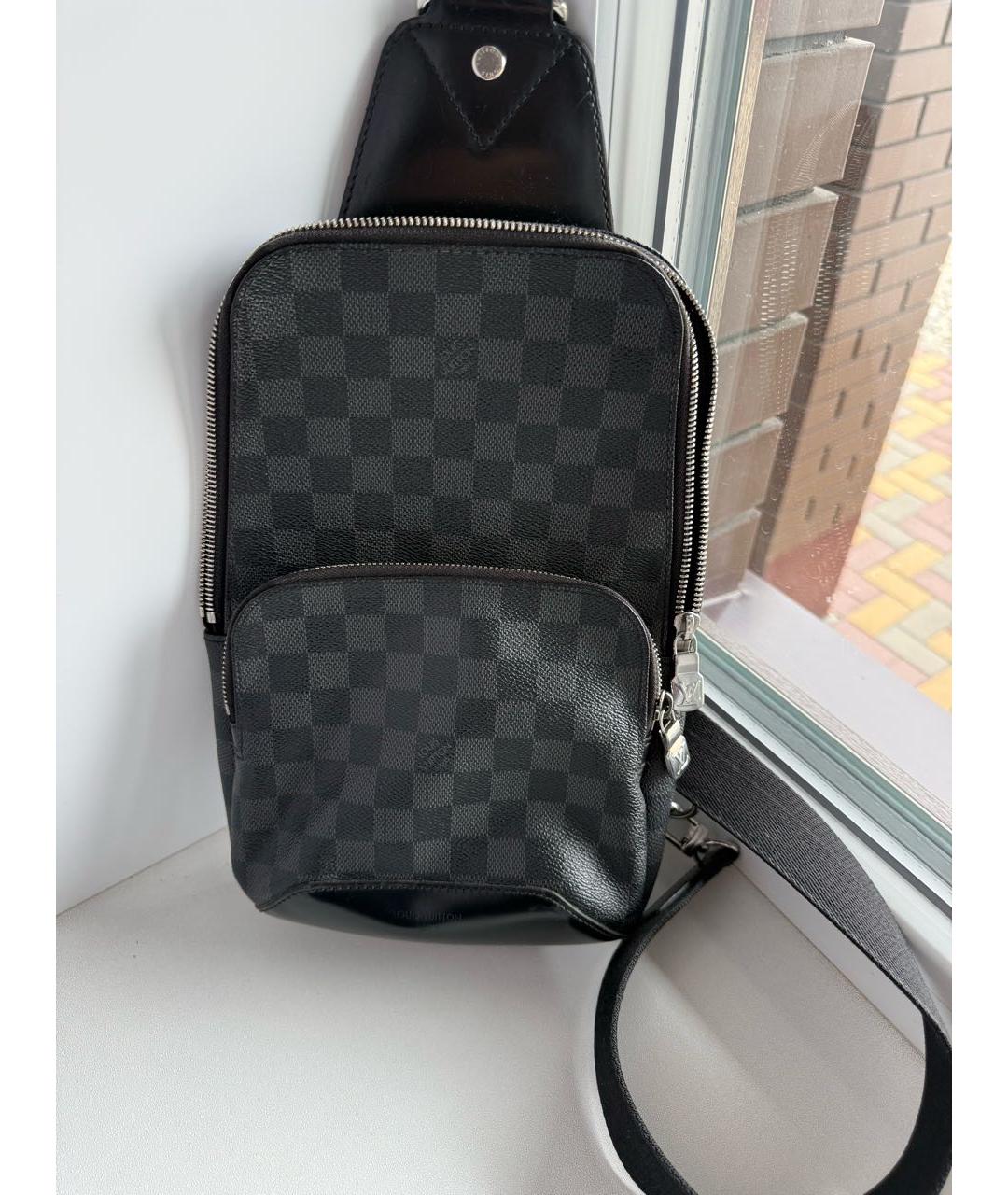 LOUIS VUITTON Черная сумка на плечо из канвы, фото 7