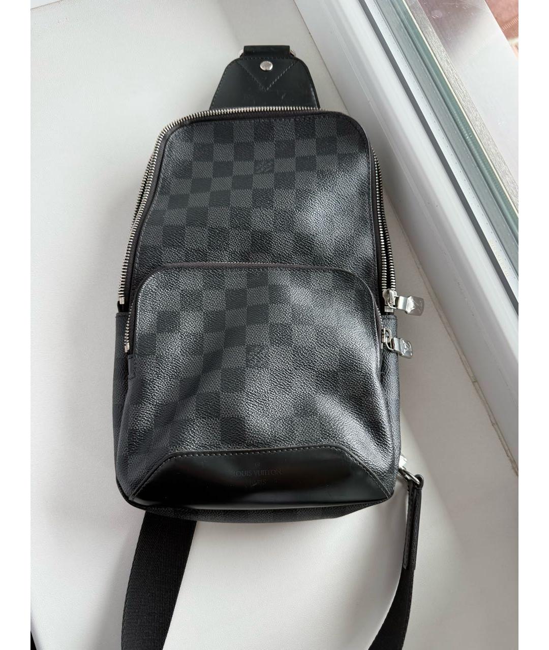 LOUIS VUITTON Черная сумка на плечо из канвы, фото 8