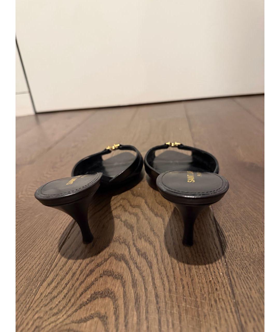 YVES SAINT LAURENT BEAUTY Черные кожаные мюли, фото 4