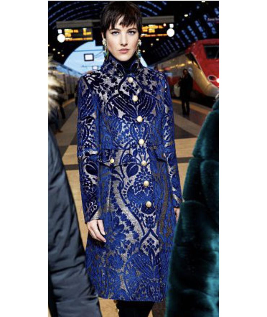 DOLCE&GABBANA Синее шелковое пальто, фото 6