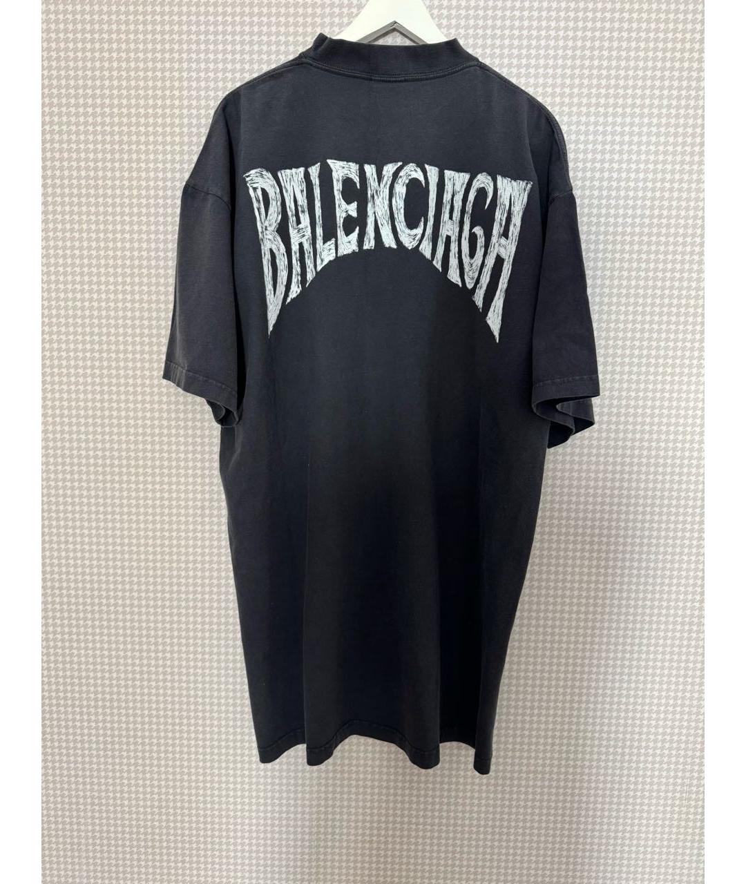 BALENCIAGA Антрацитовая хлопковая футболка, фото 2