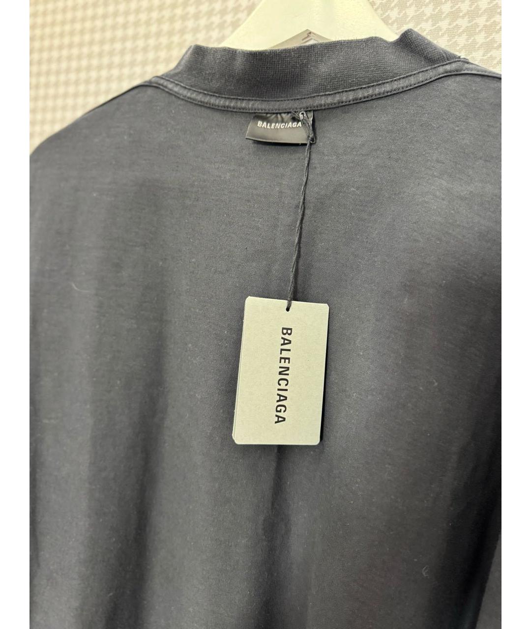 BALENCIAGA Антрацитовая хлопковая футболка, фото 3