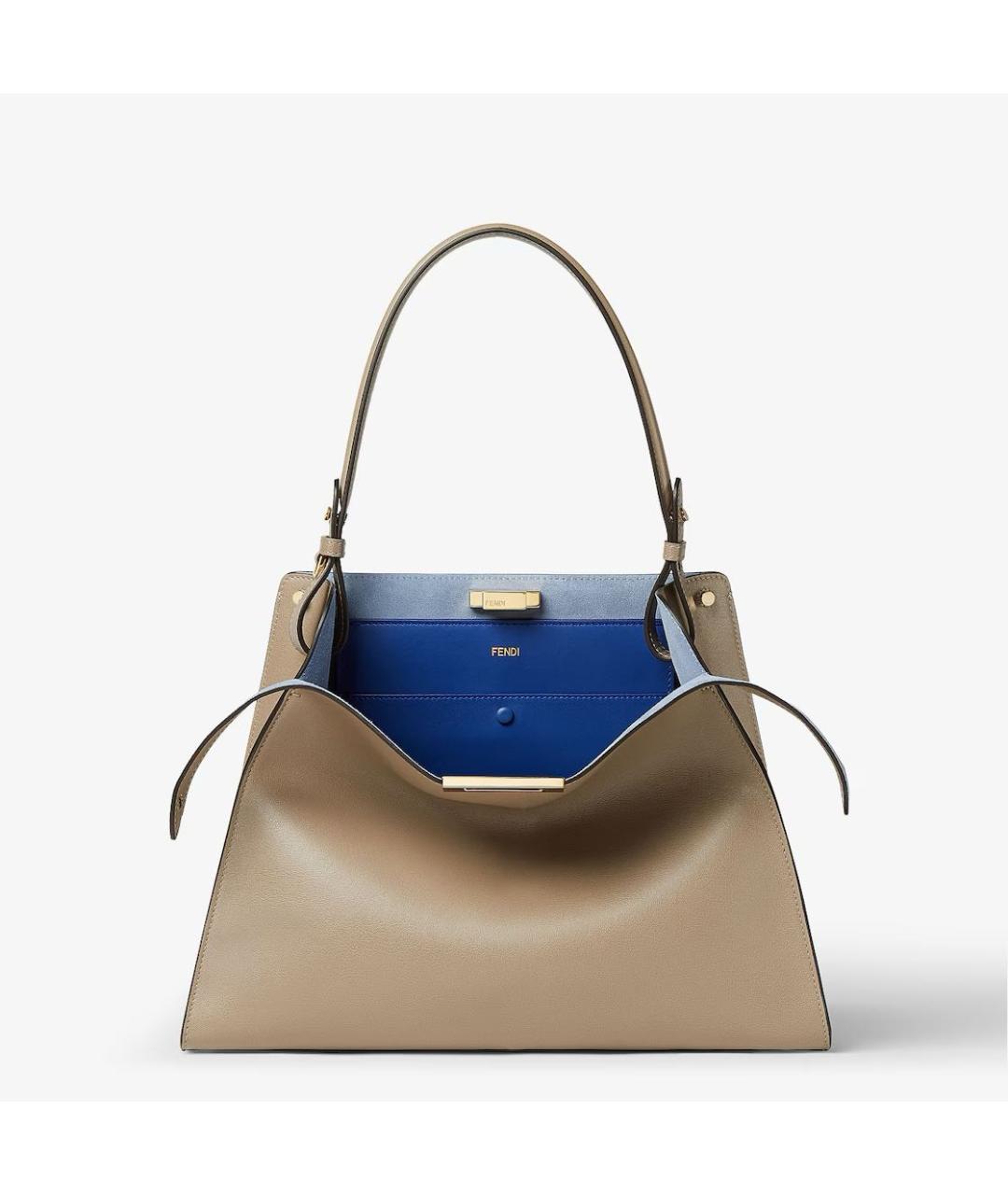 FENDI Бежевая кожаная сумка через плечо, фото 2