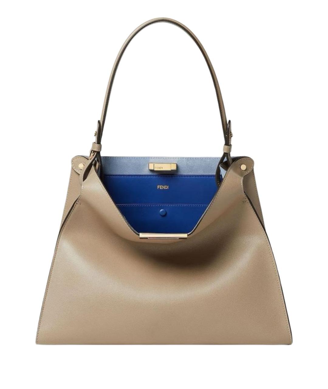 FENDI Бежевая кожаная сумка через плечо, фото 1