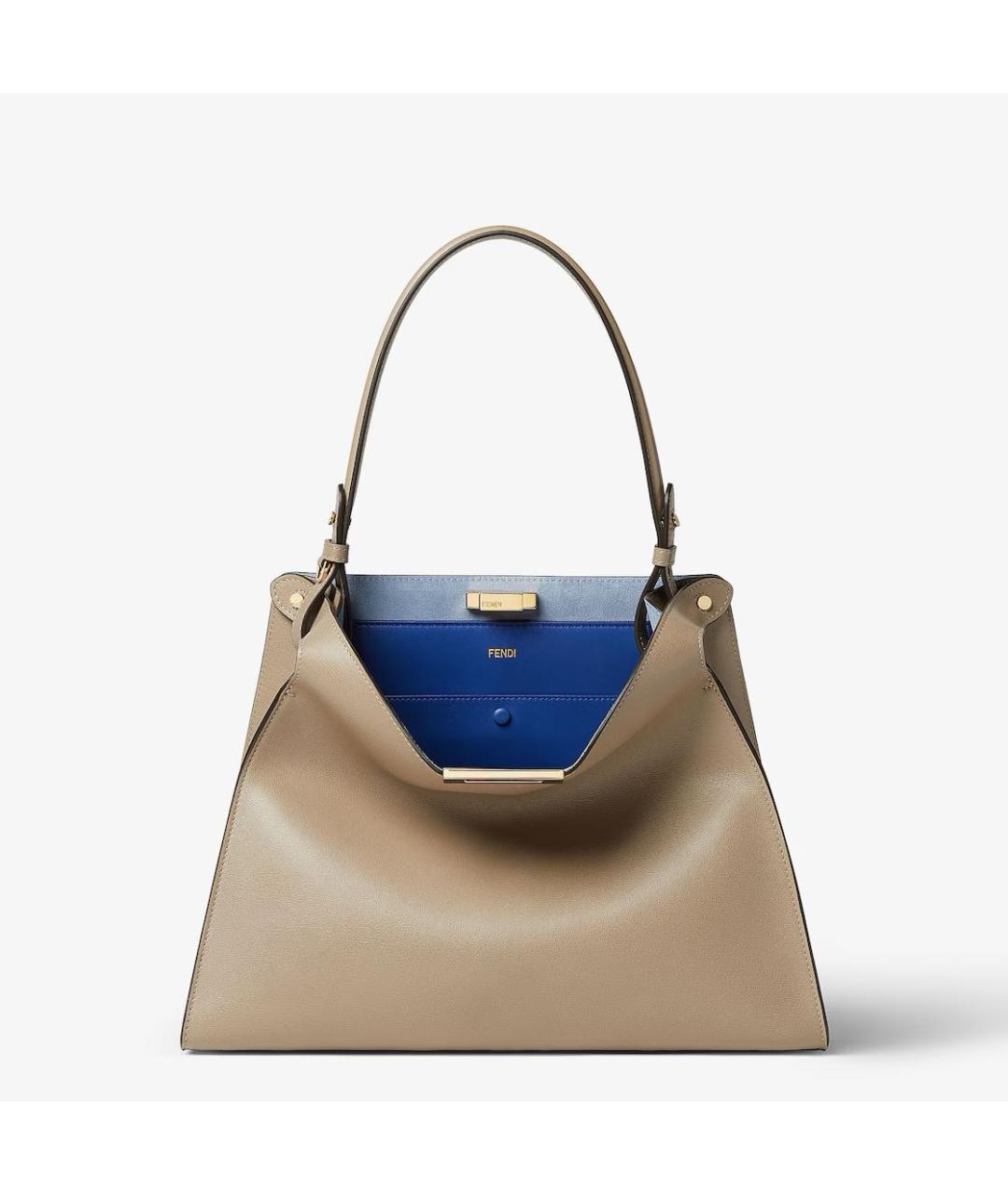 FENDI Бежевая кожаная сумка через плечо, фото 7